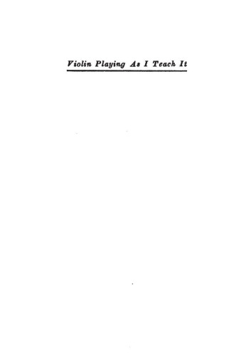 Violin Playing As I Teach It (1921)