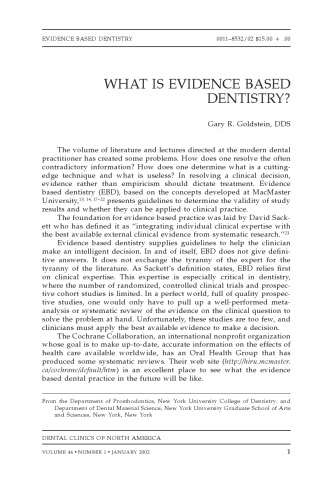 Evidence-based Dentistry, An Issue of Dental Clinics (The Clinics: Dentistry)