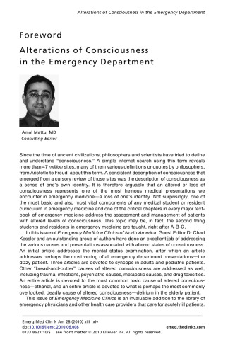 Alterations of Consciousness in the Emergency Department, An Issue of Emergency Medicine Clinics (The Clinics: Internal Medicine)
