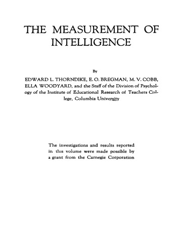 The Measurement of Intelligence