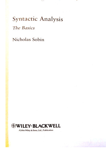 Syntactic Analysis: The Basics