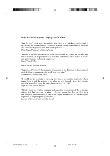 Indo-European Language and Culture: An Introduction