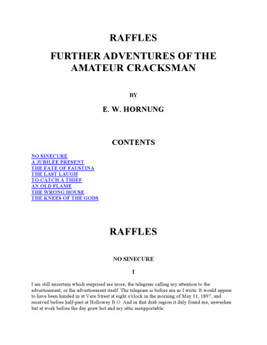 Raffles: Further Adventures of the Amateur Cracksman