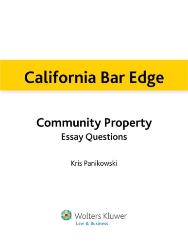 California Bar Edge: California Community Property Essay Questions