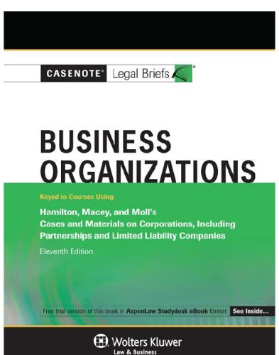 Business Organizations: Hamilton & Macey's