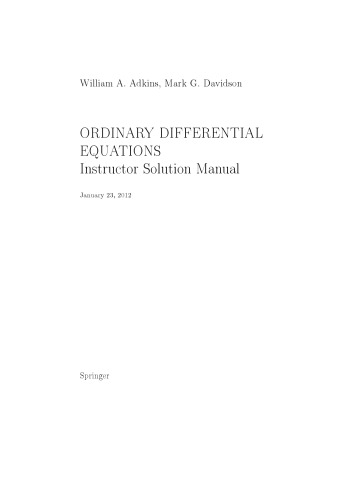 Ordinary Differential Equations (Instructor Solution Manual, Solutions)