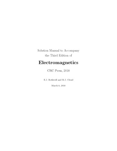 Electromagnetics (Solutions, Instructor Solution Manual) Third Edition