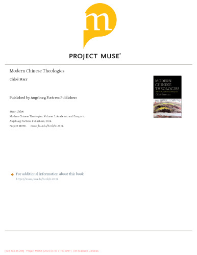 Modern Chinese Theologies: Volume 3: Academic and Diasporic