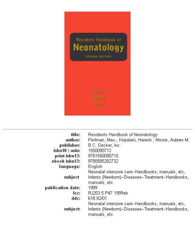 Residents Handbook of Neonatology