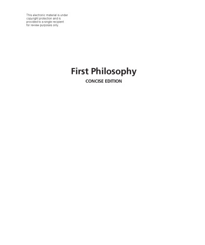 First Philosophy, concise edition: Fundamental Problems and Readings in Philosophy