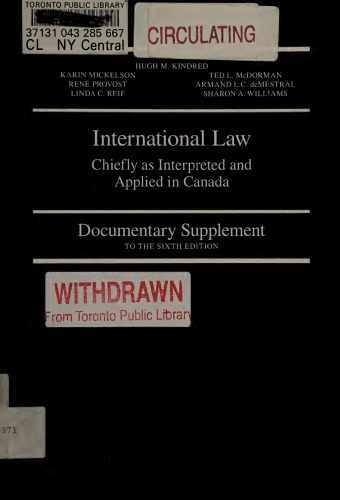 International Law Chiefly as Interpreted and Applied in Canada. Documentary Supplement