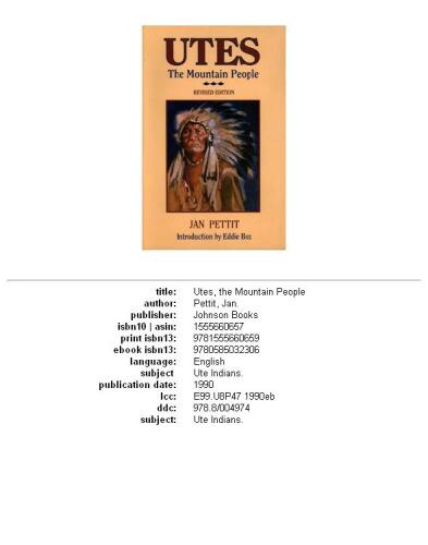 Utes, the mountain people