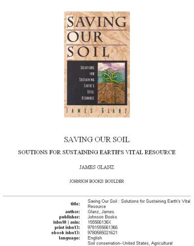 Saving our soil: solutions for sustaining earth's vital resource