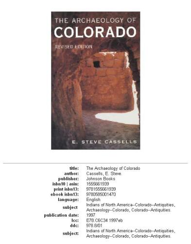 The Archaeology of Colorado