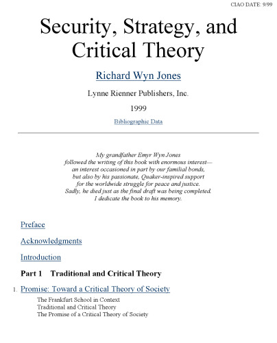 Security, Strategy, and Critical Theory (Critical Security Studies)