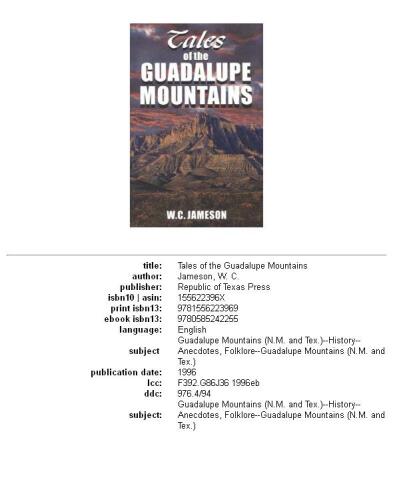 Tales of the Guadalupe Mountains