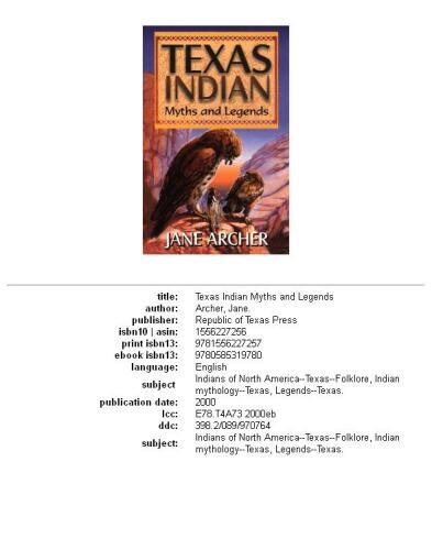 Texas Indian Myths & Legends