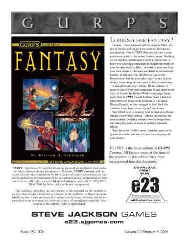 GURPS 4th edition. Fantasy