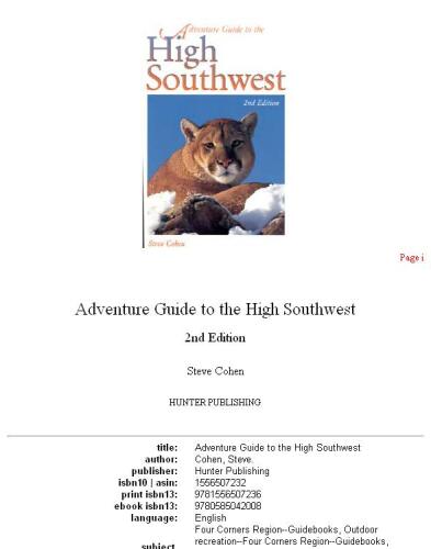 Adventure guide to the high Southwest