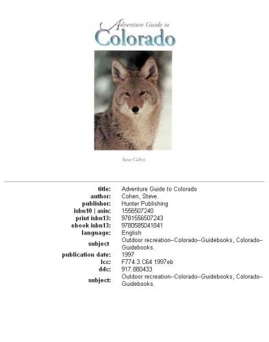 Adventure Guide to Colorado (Hunter Travel Guides)