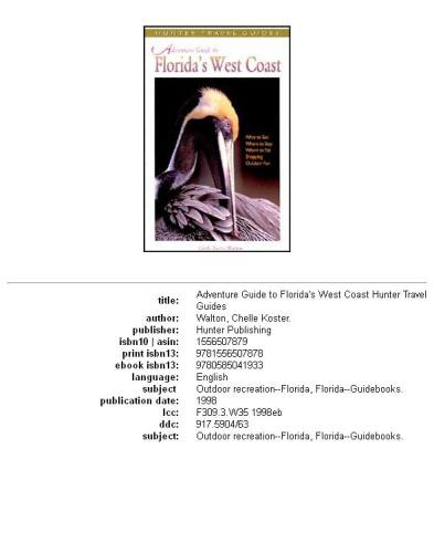 Adventure Guide to Florida's West Coast (Hunter Travel Guides)