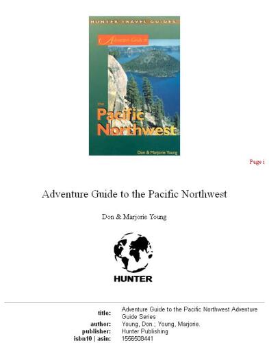 Adventure Guide to Pacific Northwest (Hunter Travel Guides)
