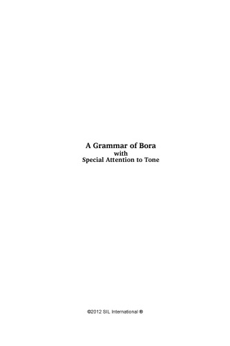 A Grammar of Bora with Special Attention to Tone