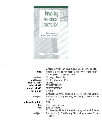 Enabling American Innovation: Engineering and the National Science Foundation (History of Technology Series (Purdue Univ Pr))