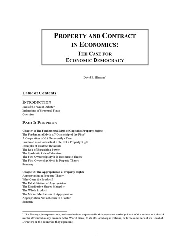 Property and Contract in Economics: The Case for Economic Democracy