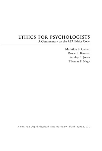 Ethics for Psychologists: A Commentary on the APA Ethics Code