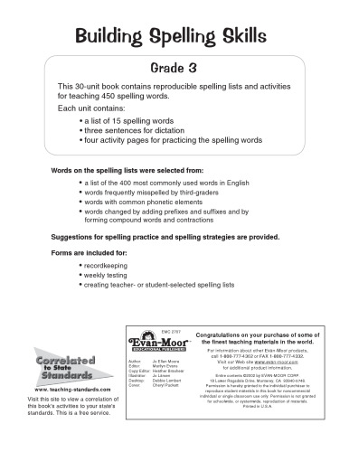 Building Spelling Skills: Grade 3