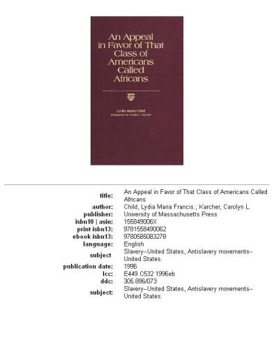 An appeal in favor of that class of Americans called Africans