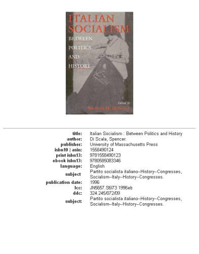 Italian socialism: between politics and history
