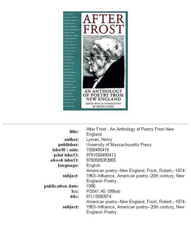 After Frost: an anthology of poetry from New England