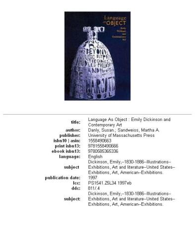 Language As Object: Emily Dickinson and Contemporary Art