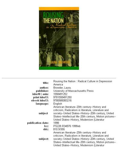 Rousing the nation: radical culture in Depression America