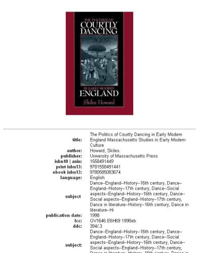 The politics of courtly dancing in early modern England