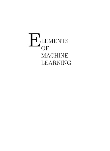 Elements of machine learning