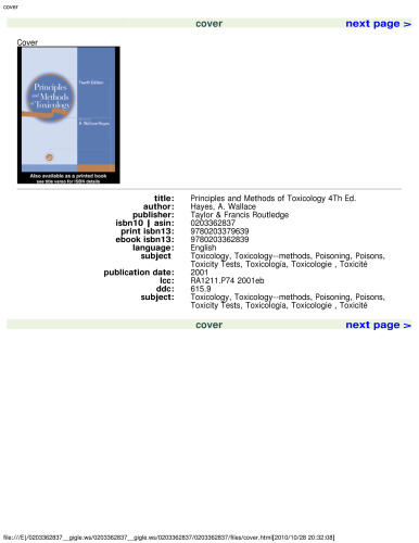 Principles and Methods of Toxicology