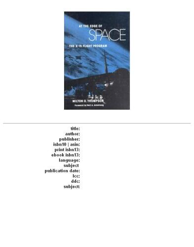 At the Edge of Space: The X-15 Flight Program