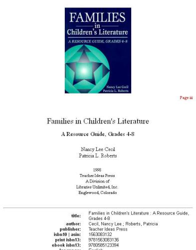 Families in children's literature: a resource guide, grades 4-8