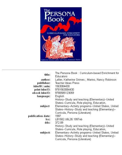 The persona book: curriculum-based enrichment for educators