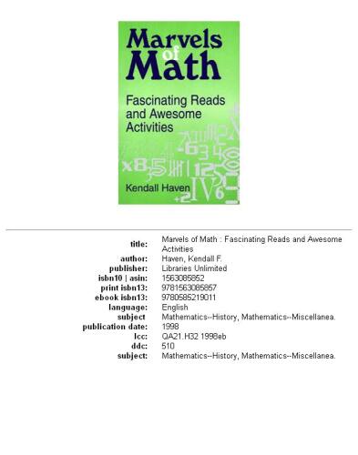Marvels of Math: Fascinating Reads and Awesome Activities