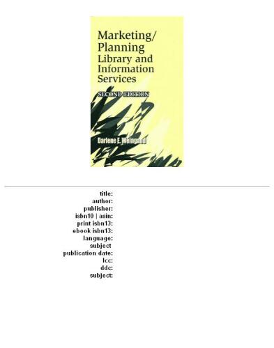 Marketing Planning Library and Information Services: