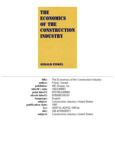 The economics of the construction industry
