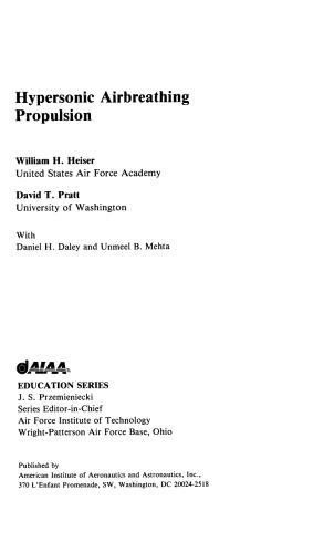 Hypersonic Airbreathing Propulsion (AIAA Education)