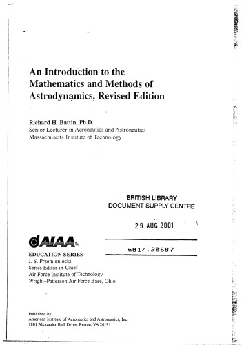 An introduction to the mathematics and methods of astrodynamics