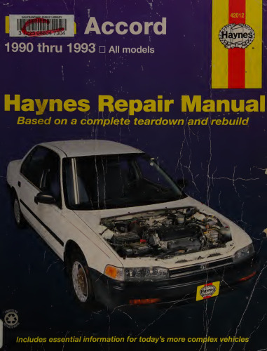 Haynes Honda Accord 1990 thru 1993 Automotive Repair Manual