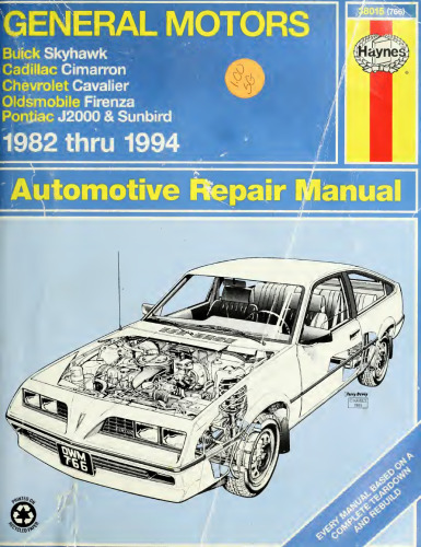 Haynes General Motors J-Cars Automotive Repair Manual