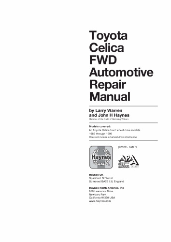 Haynes Toyota Celica Front Wheel Drive 1986-1999 Repair Manual